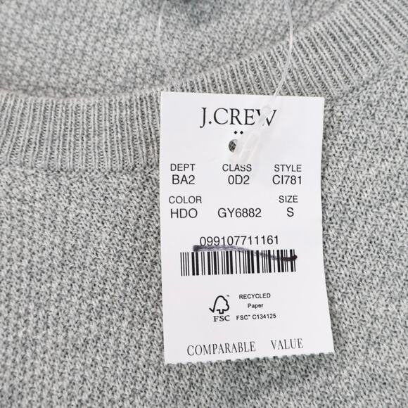 NWT J.Crew Factory Men's Cotton Seed-Stitch Sweater Tee Heather Dove Grey Small - Picture 9 of 9